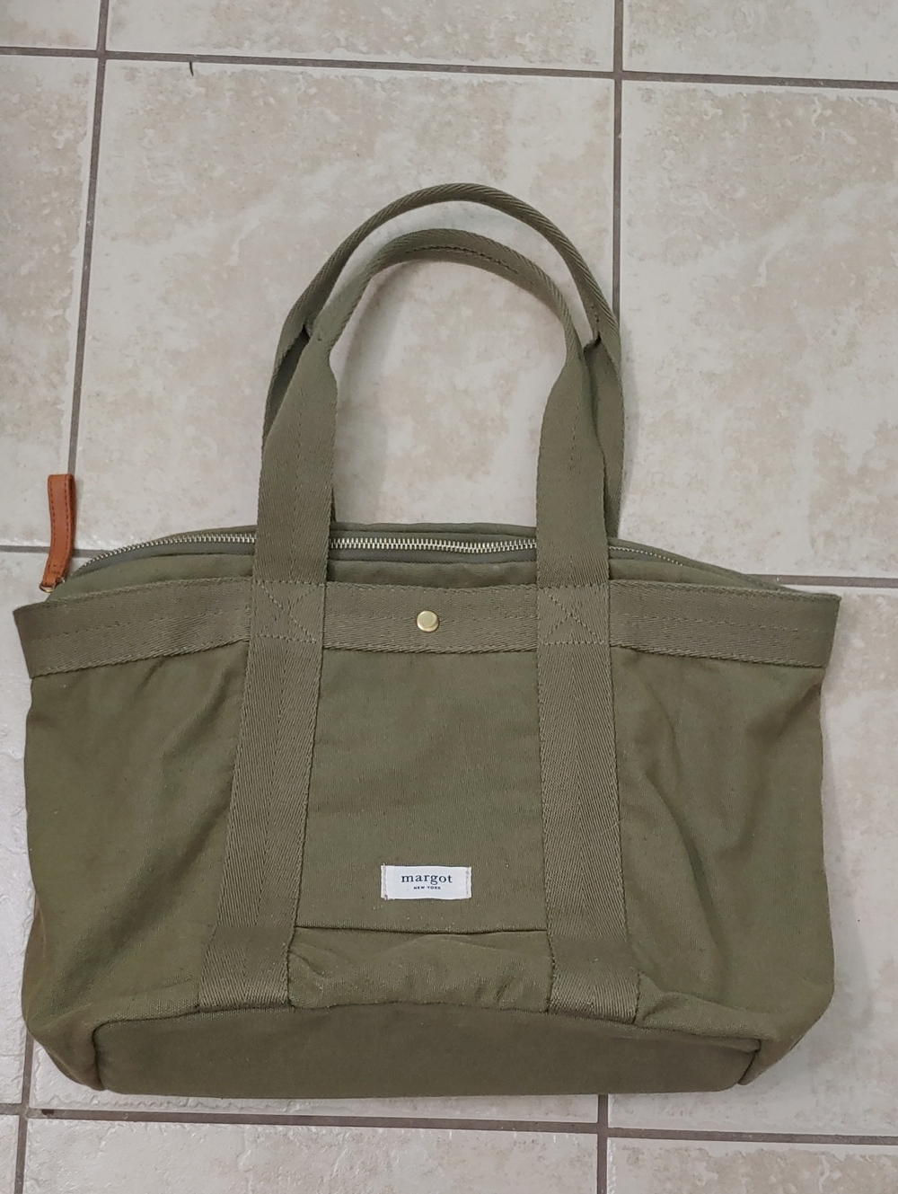 Margot New York Lani Tote Olive Green Shoulder Bag